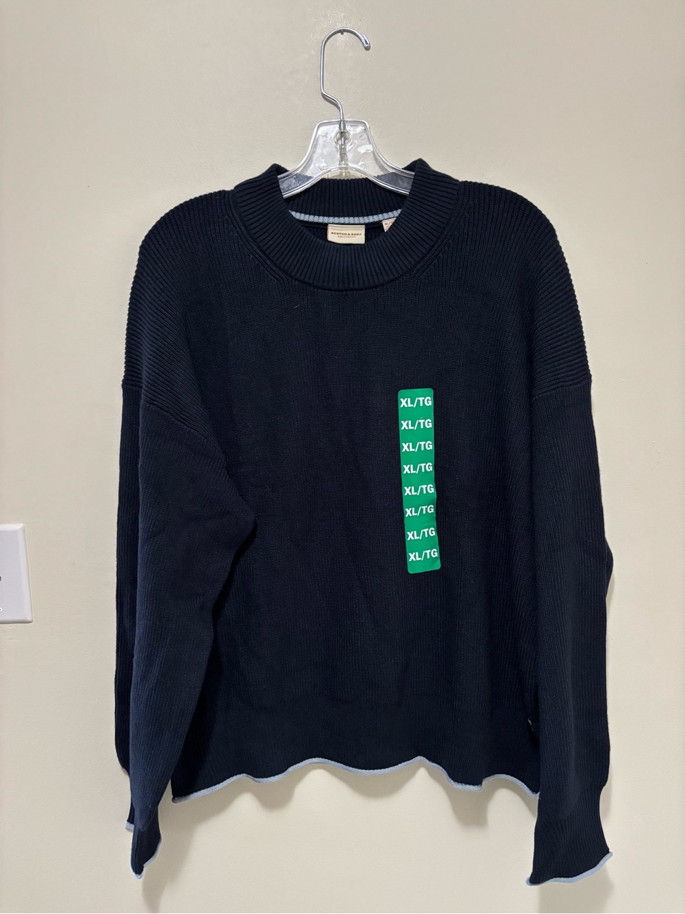Scotch & Soda Amsterdam Black Ribbed Knit Sweater | Size XL/TG
